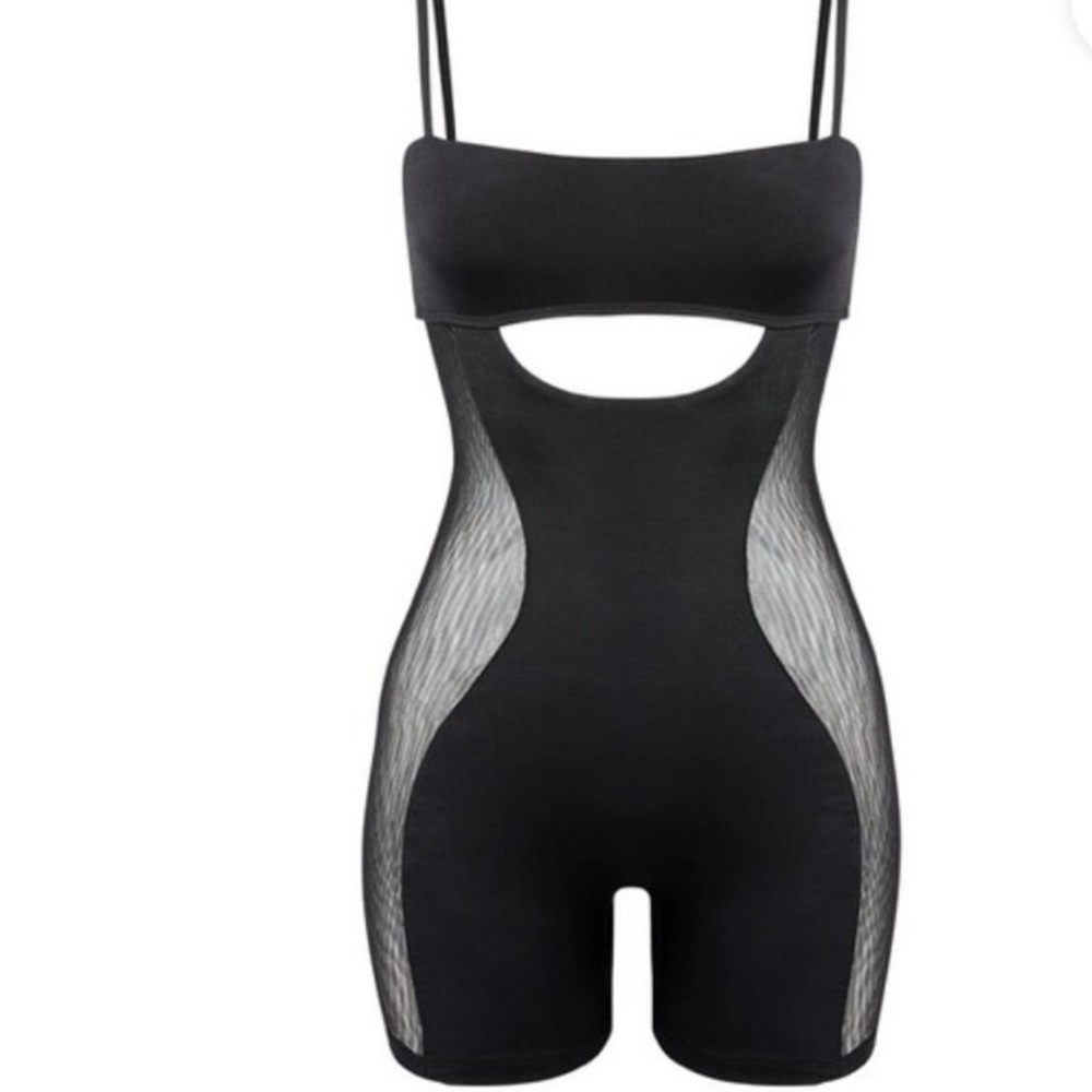 Leah Women’s Black Romper Illusion Mesh